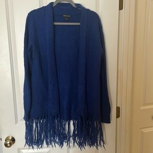 Women’s royal blue open shawl collar cardigan